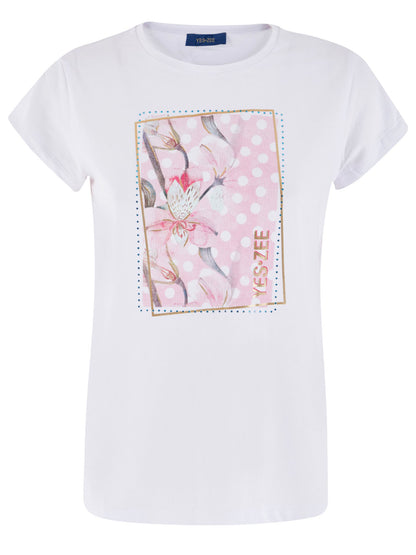 T-SHIRT CON STAMPA YES ZEE DONNA BIANCO