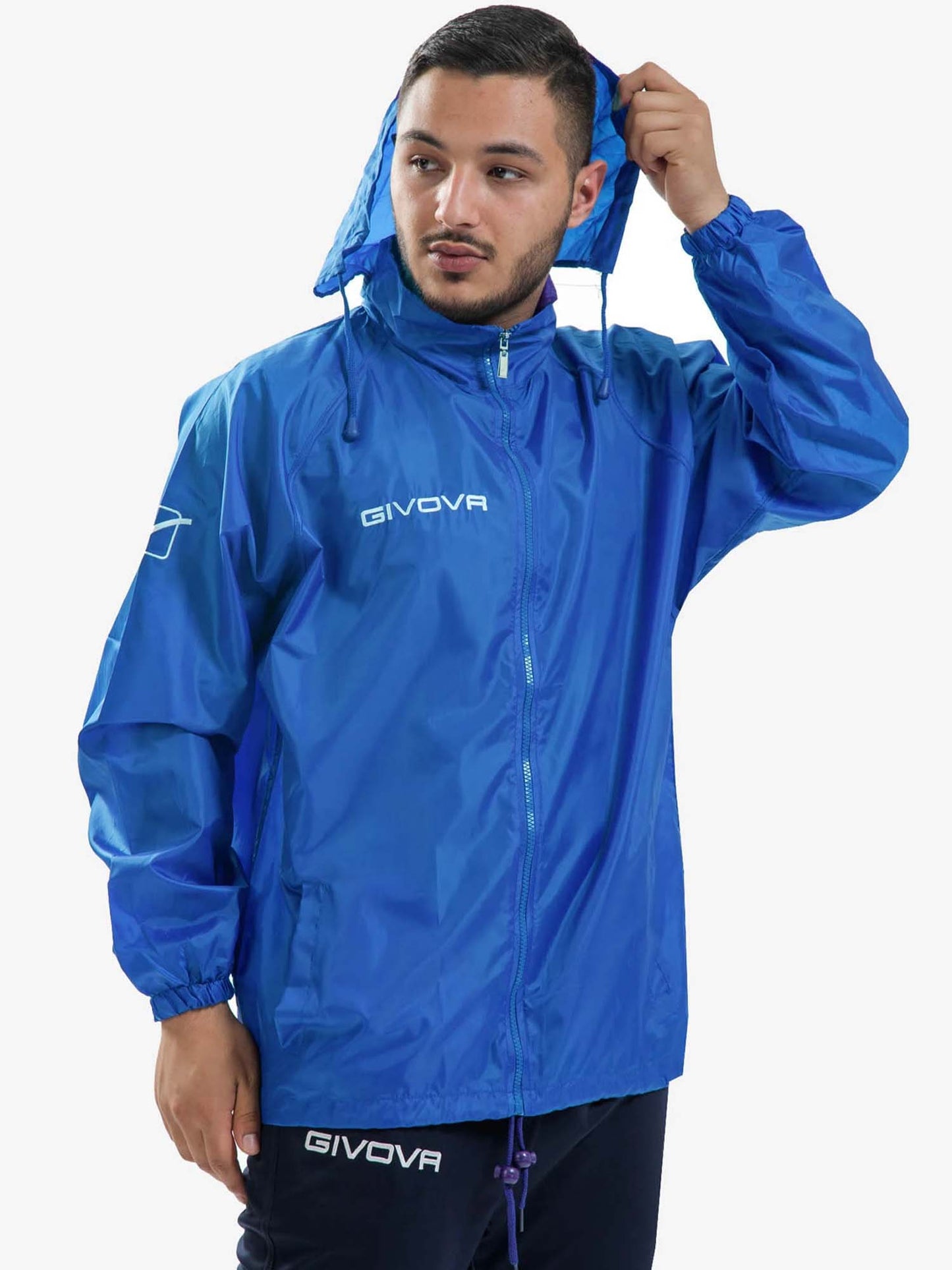 Givova Rain Basico, giubbotto impermeabile sportivo da uomo azzurro