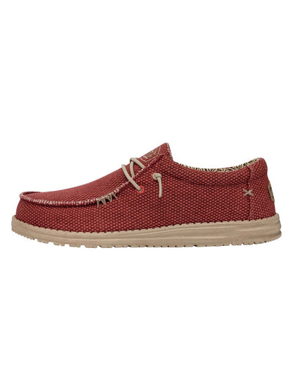Hey Dude Wally Braided, slip on unisex rosso leggero e traspirante