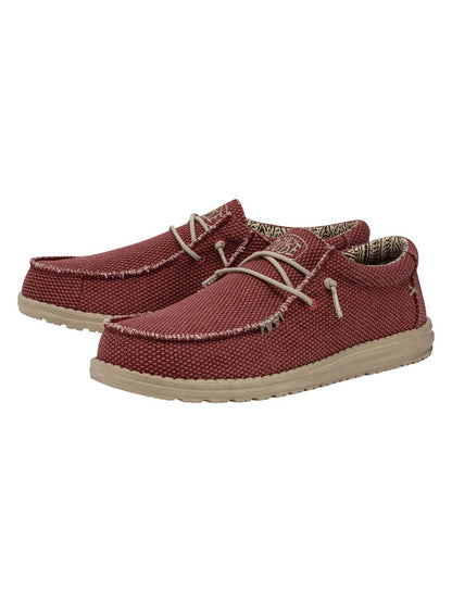 Hey Dude Wally Braided, slip on unisex rosso leggero e traspirante