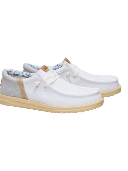 Hey Dude Wally Funk, slip on unisex adulte bianche leggere e flessibili