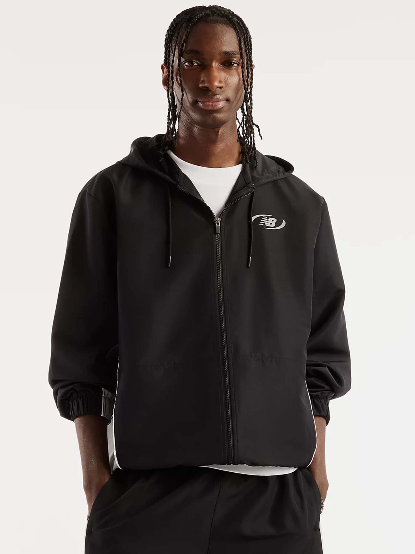 New Balance Trackside Woven Jacket, felpa da uomo nera