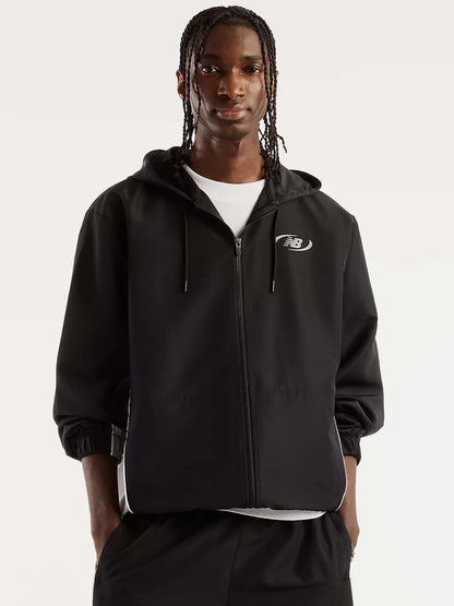 New Balance Trackside Woven Jacket, felpa da uomo nera