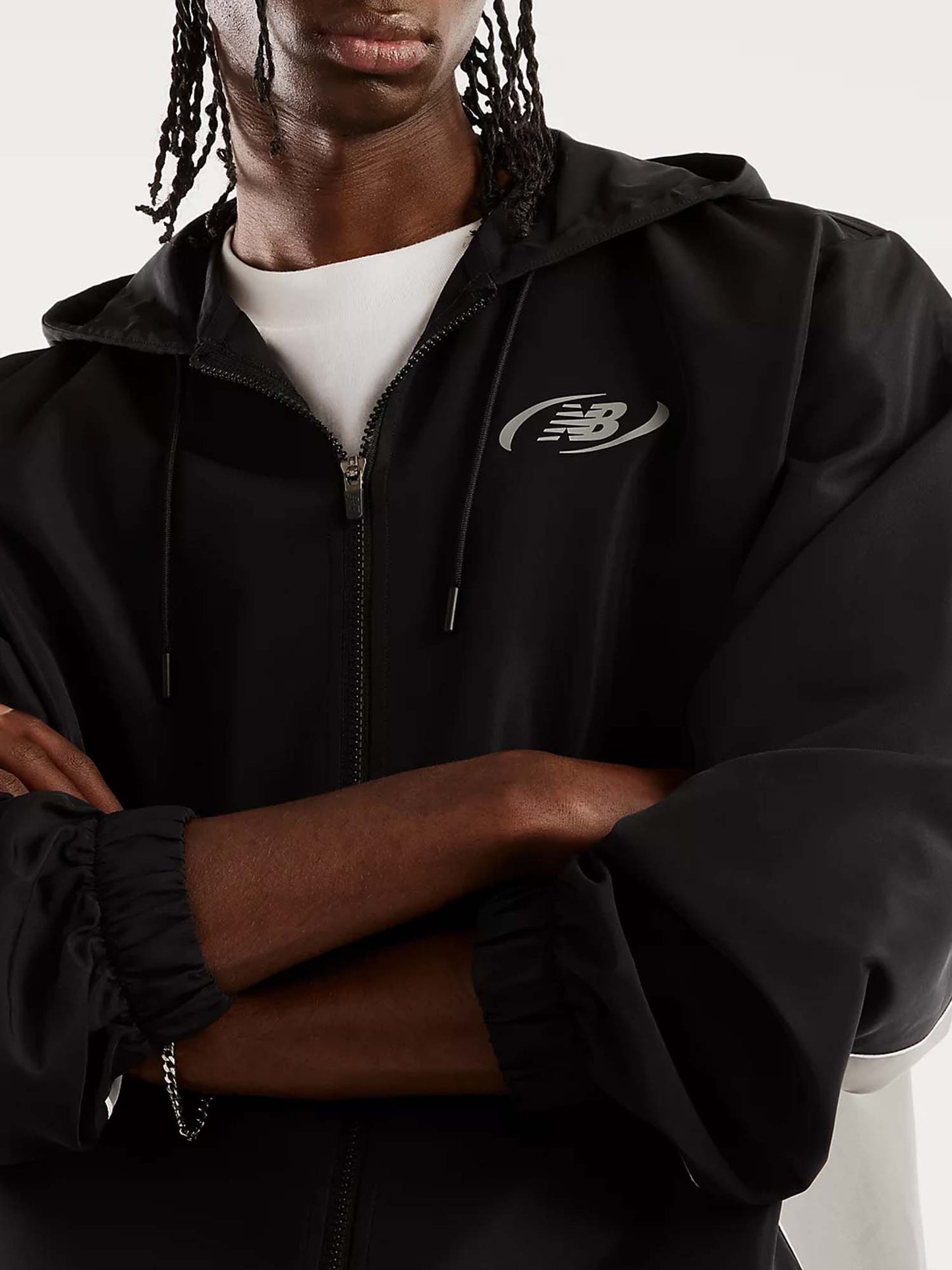New Balance Trackside Woven Jacket, felpa da uomo nera