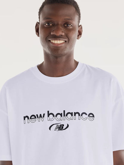 New Balance Trackside, t-shirt maniche corte da uomo bianca