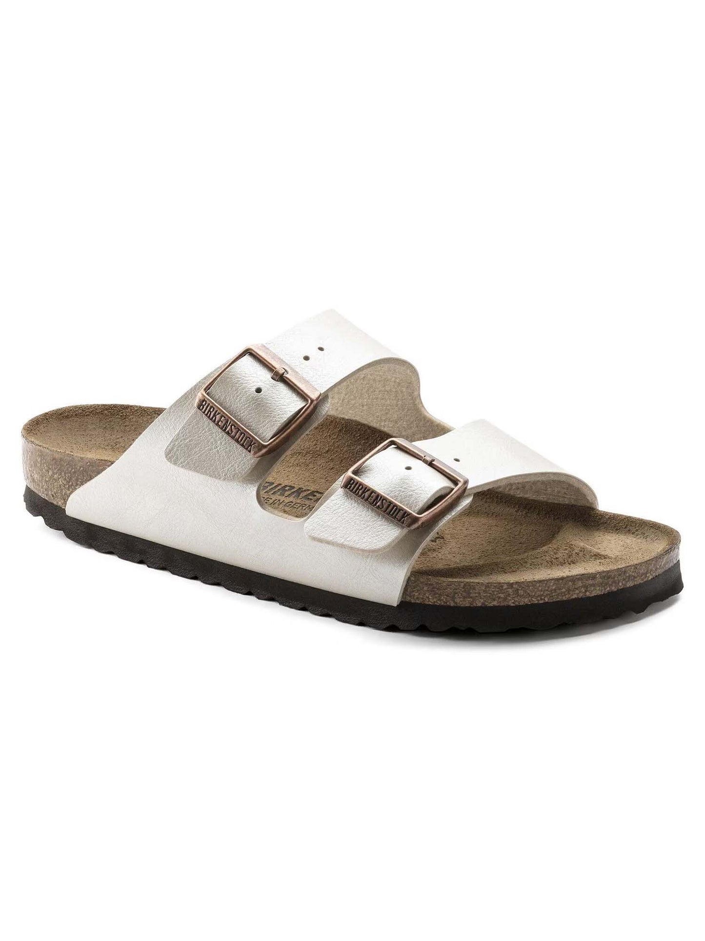 Sandali Arizona Birkenstock donna in tessuto perlato metallico