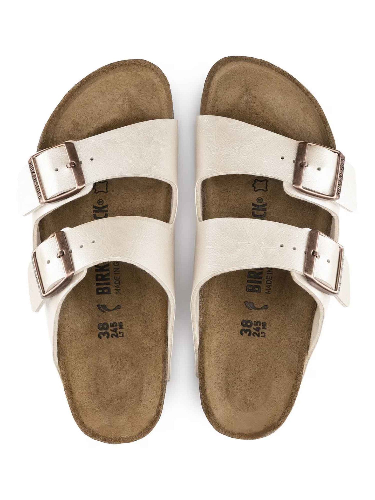 Sandali Arizona Birkenstock donna in tessuto perlato metallico
