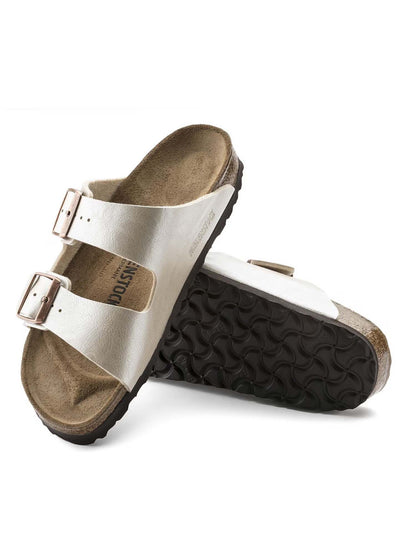 Sandali Arizona Birkenstock donna in tessuto perlato metallico