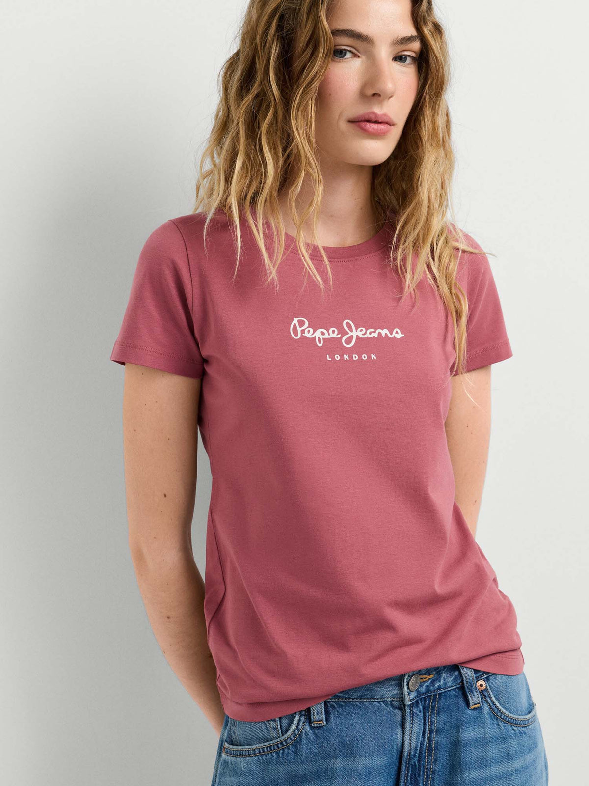 Pepe jeans new virgi t-shirt da donna rosa