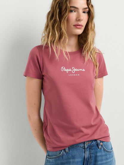 Pepe jeans new virgi t-shirt da donna rosa