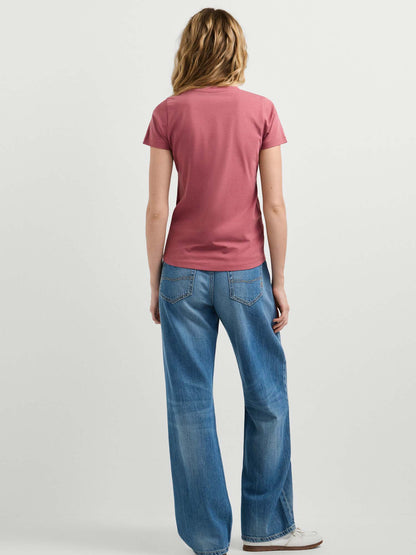 Pepe jeans new virgi t-shirt da donna rosa
