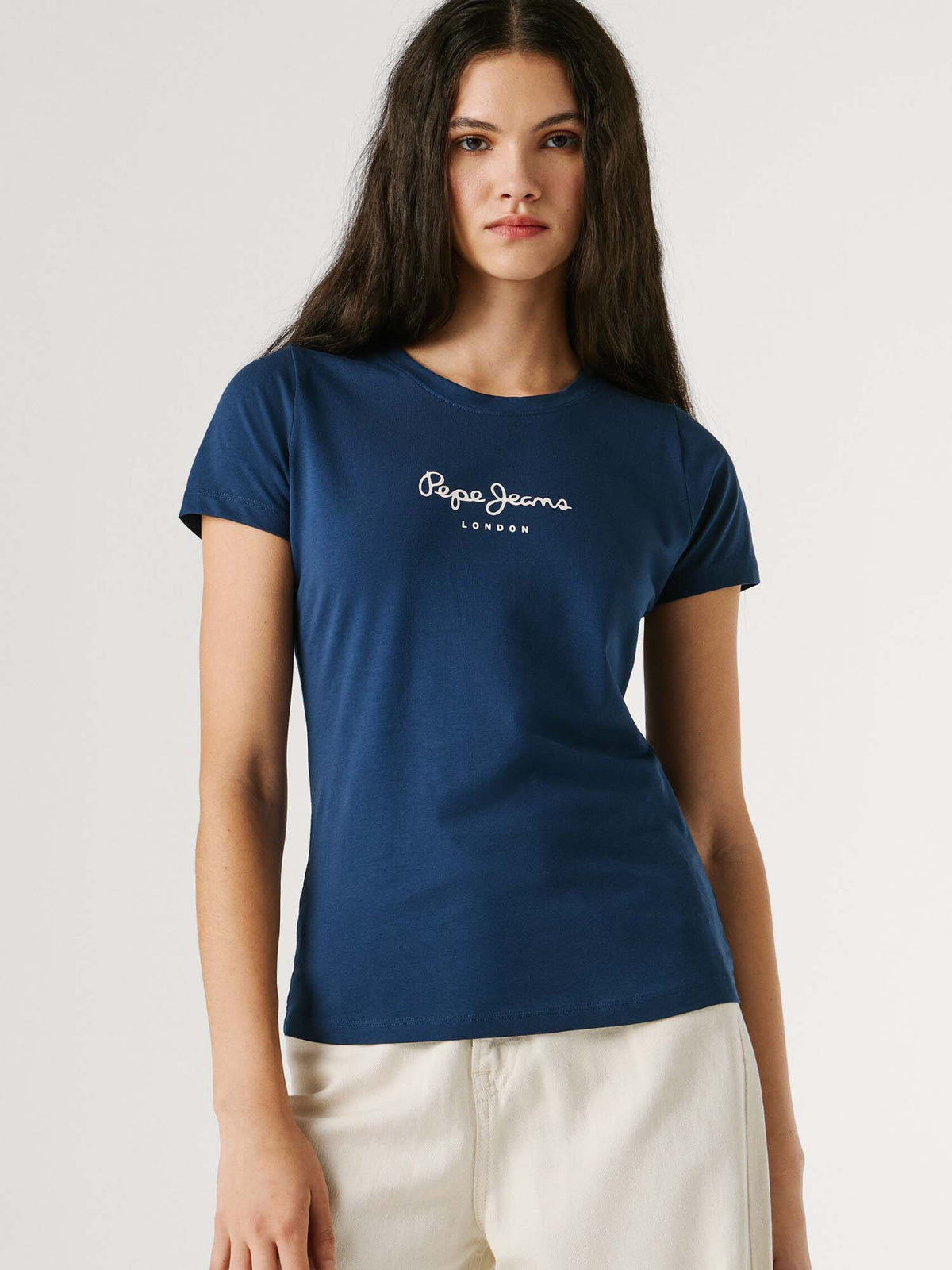 Pepe jeans new virgi t-shirt da donna blu