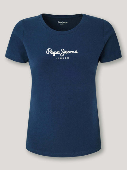Pepe jeans new virgi t-shirt da donna blu