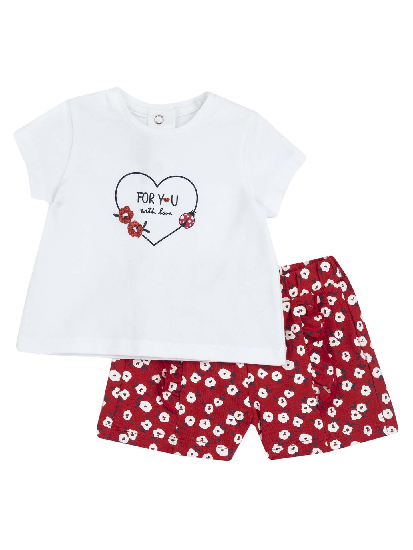 CHICCO T-SHIRT+SHORT - BIANCO-ROSSO
