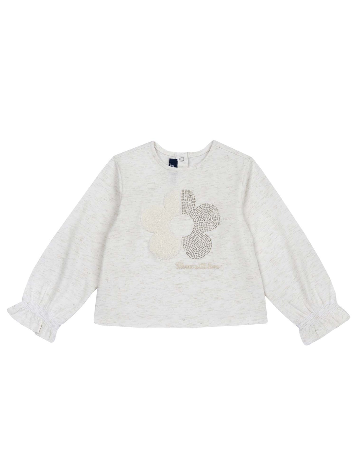 T-SHIRT MANICA LUNGA CON FIORE CHICCO BAMBINA BIANCO