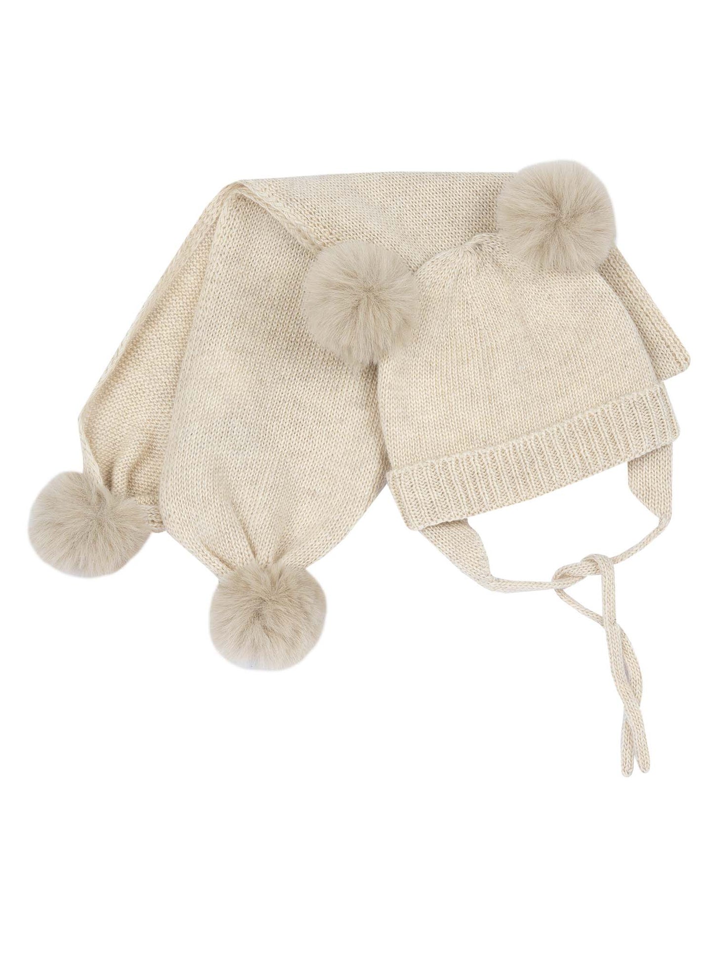 CAPPELLO+SCIARPA CON POM-PON CHICCO UNISEX BEIGE