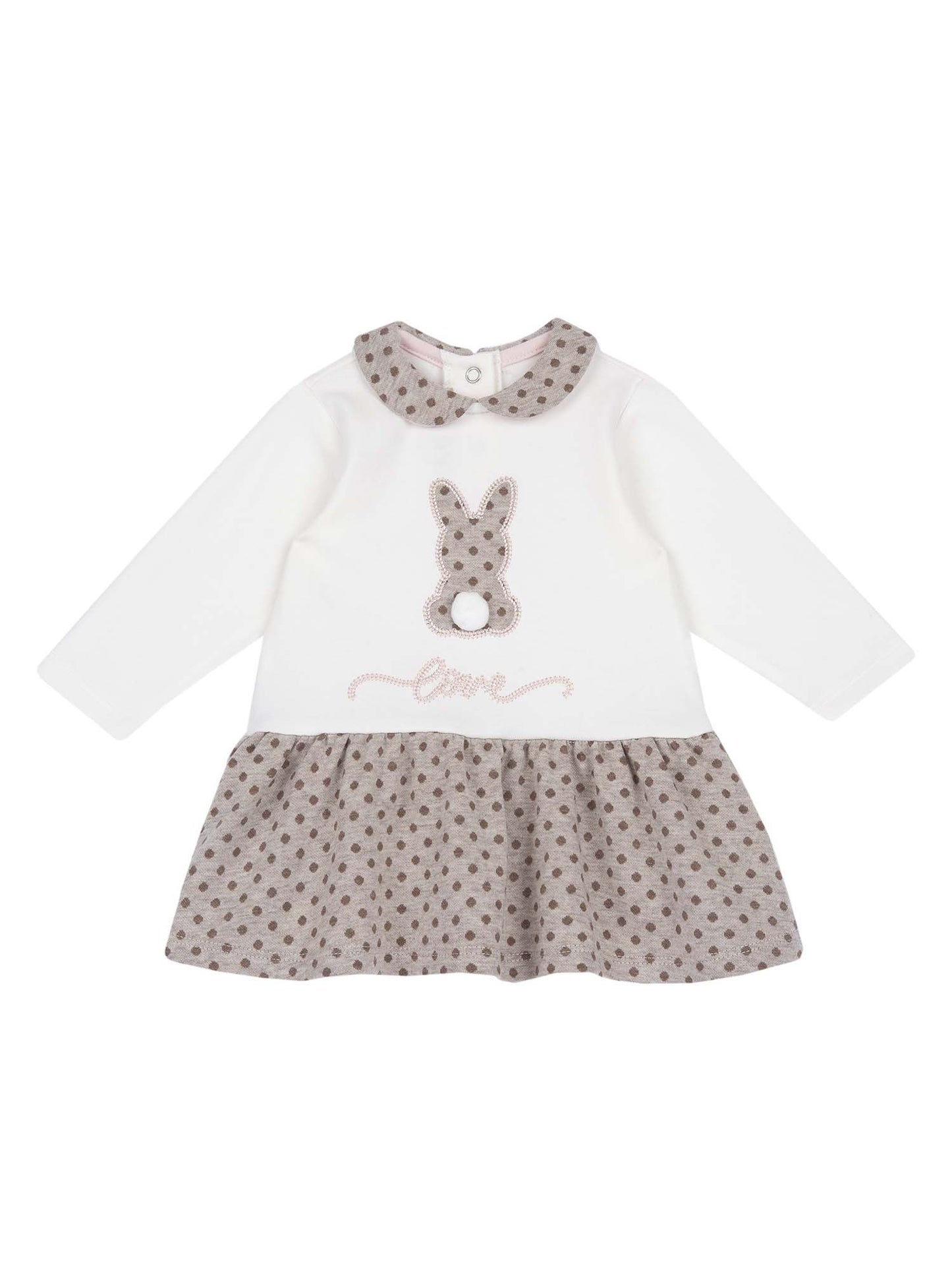 VESTITO A POIS CHICCO BAMBINA BIANCO BEIGE