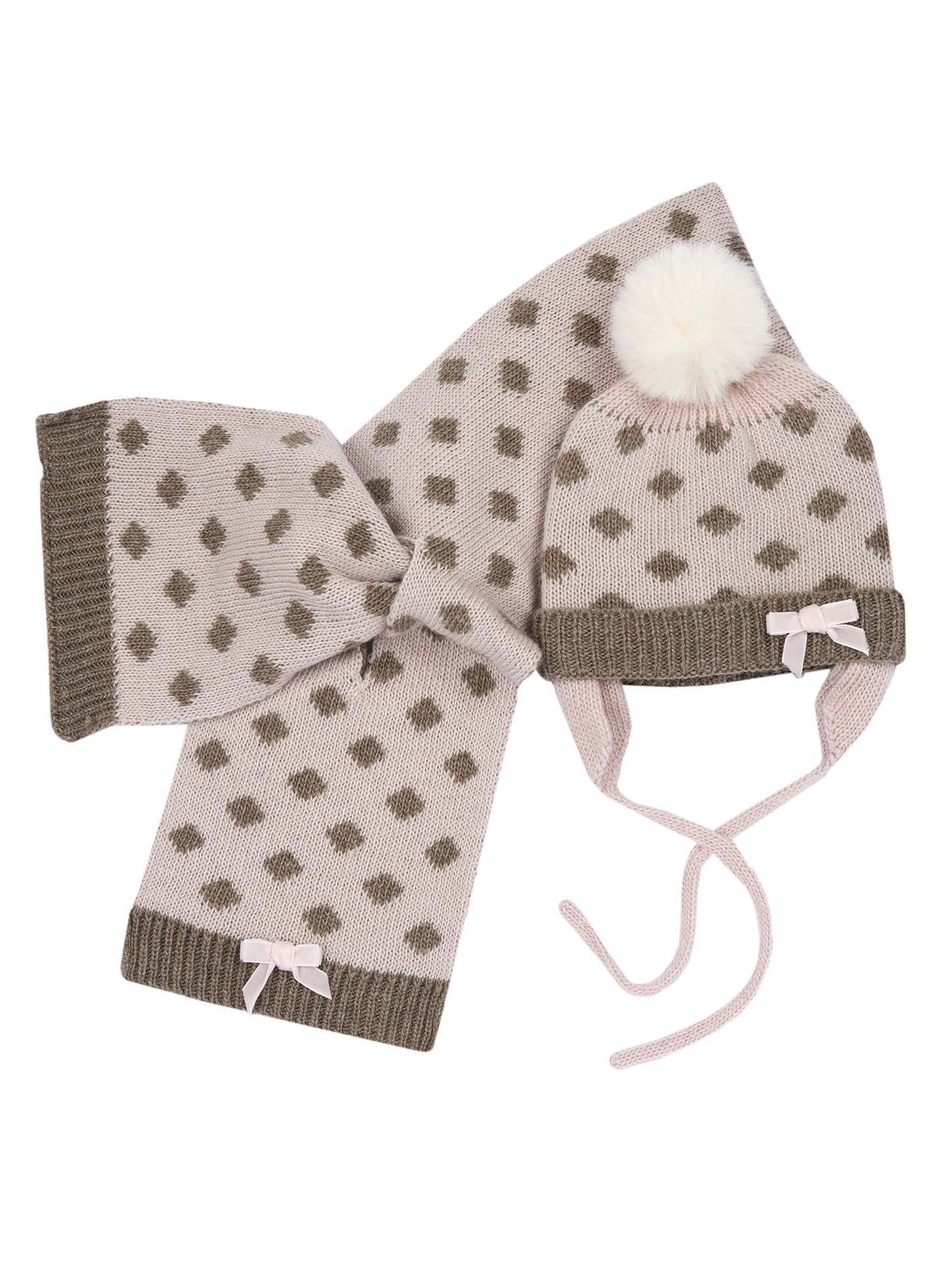 CAPPELLO+SCIARPA CON POM-PON CHICCO BAMBINA ROSA