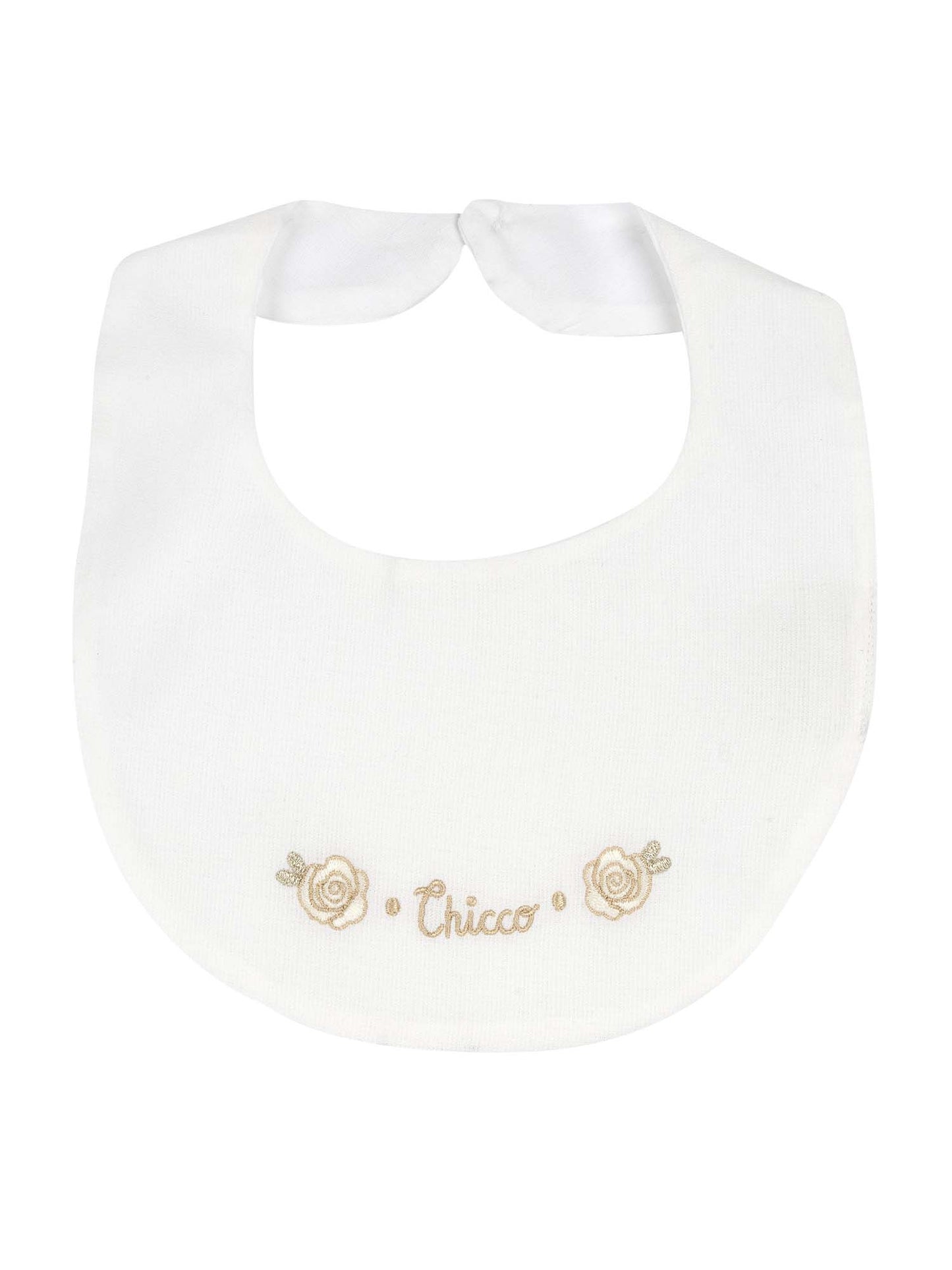 BAVETTA CON ROSELLINE CHICCO BAMBINA BIANCO
