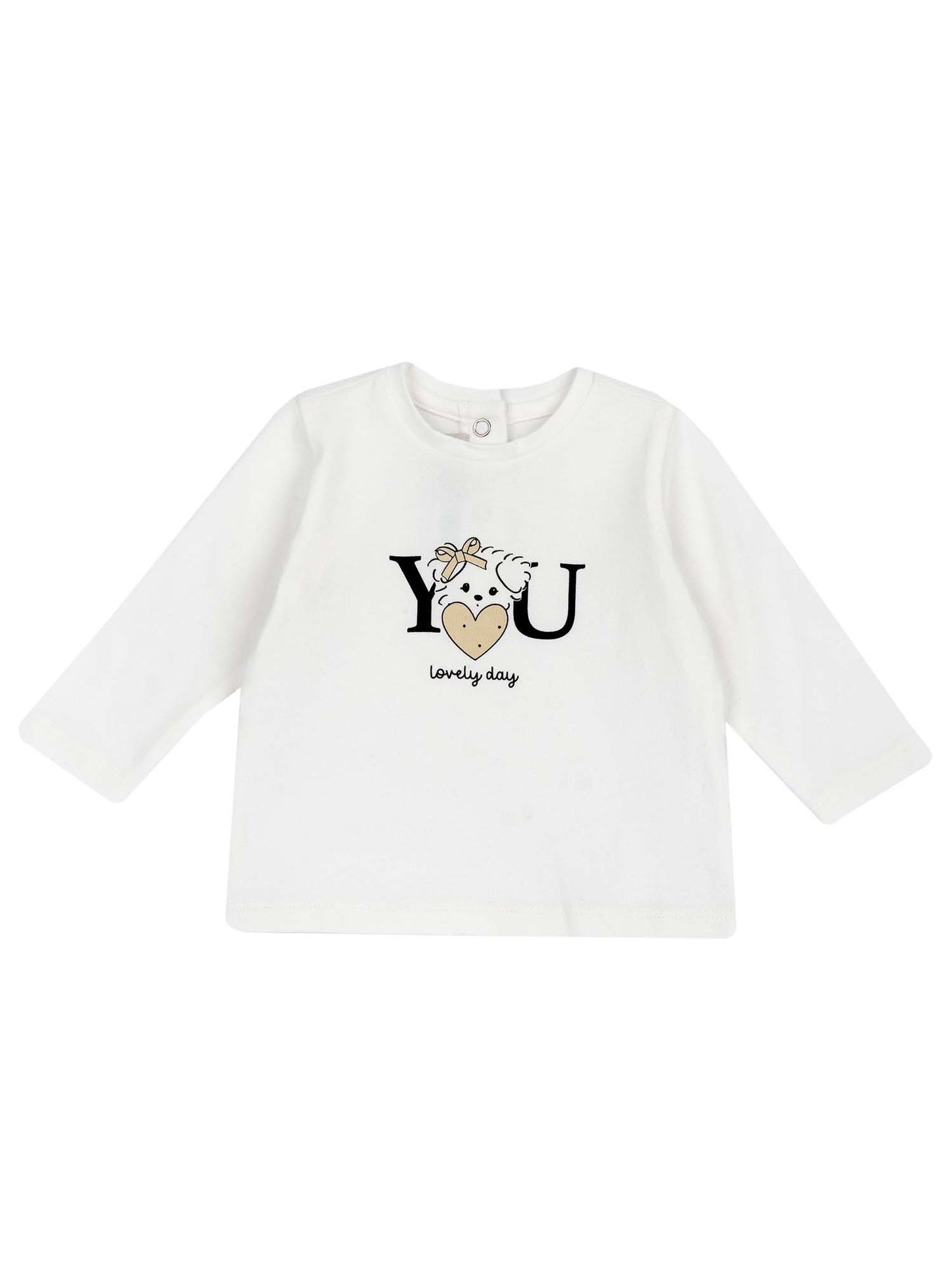 T-SHIRT MANICA LUNGA CON STAMPA CHICCO BAMBINA BIANCO