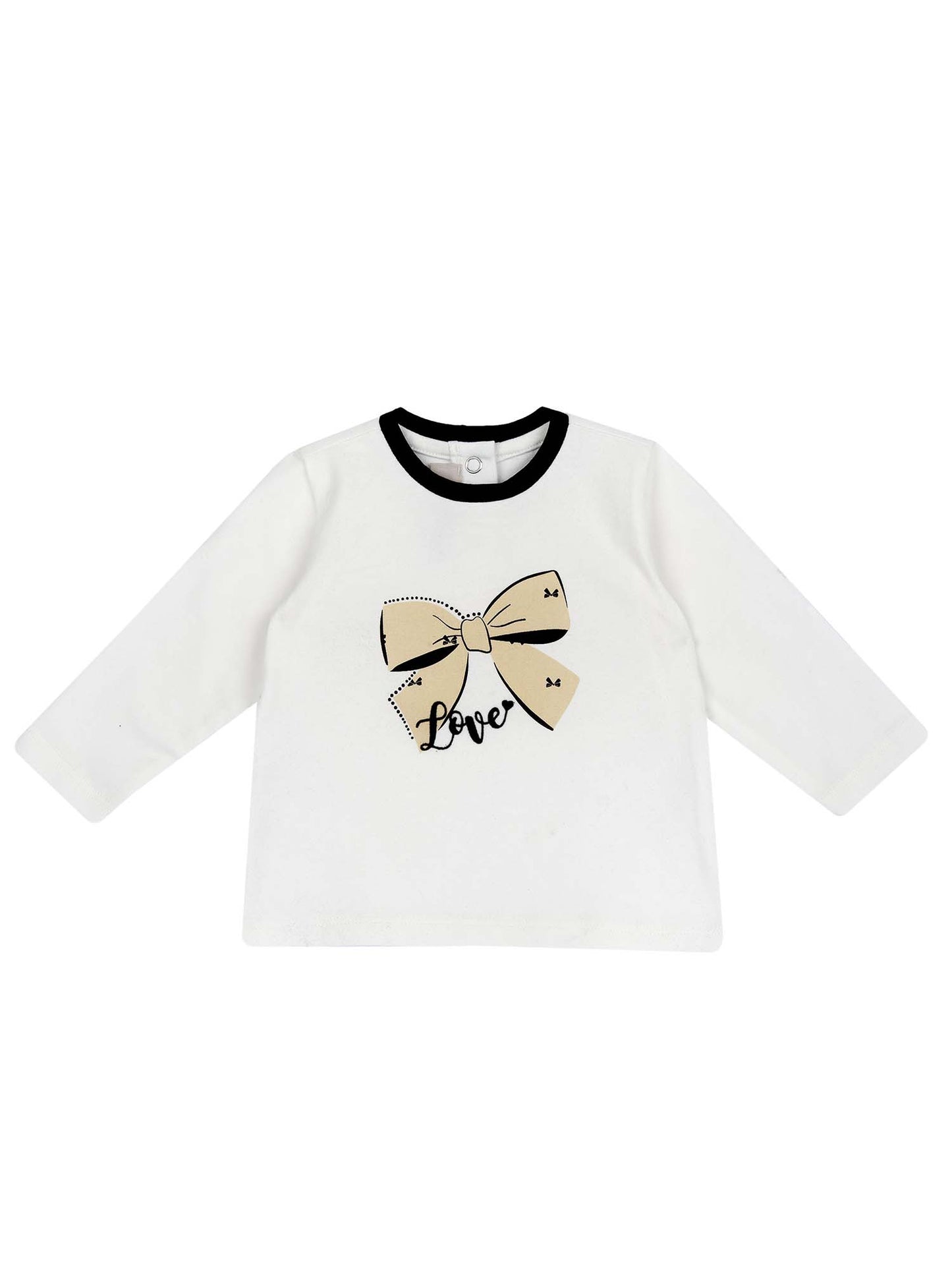 T-SHIRT MANICA LUNGA CON FIOCCO CHICCO BAMBINA BIANCO