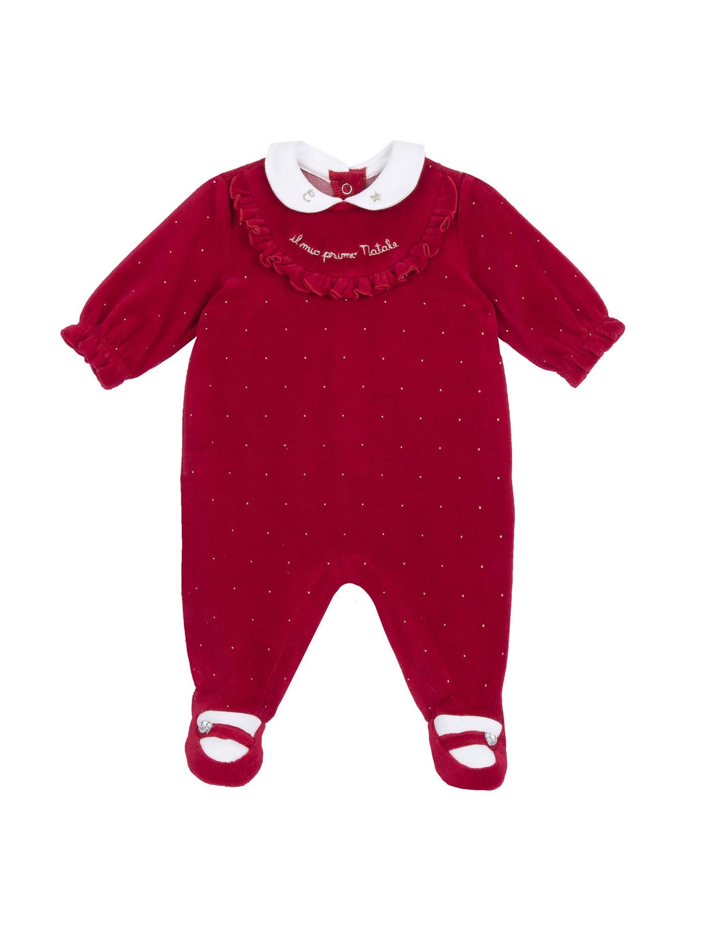 TUTINA NATALE CON COLLETTO CHICCO DA BIMBA ROSSO