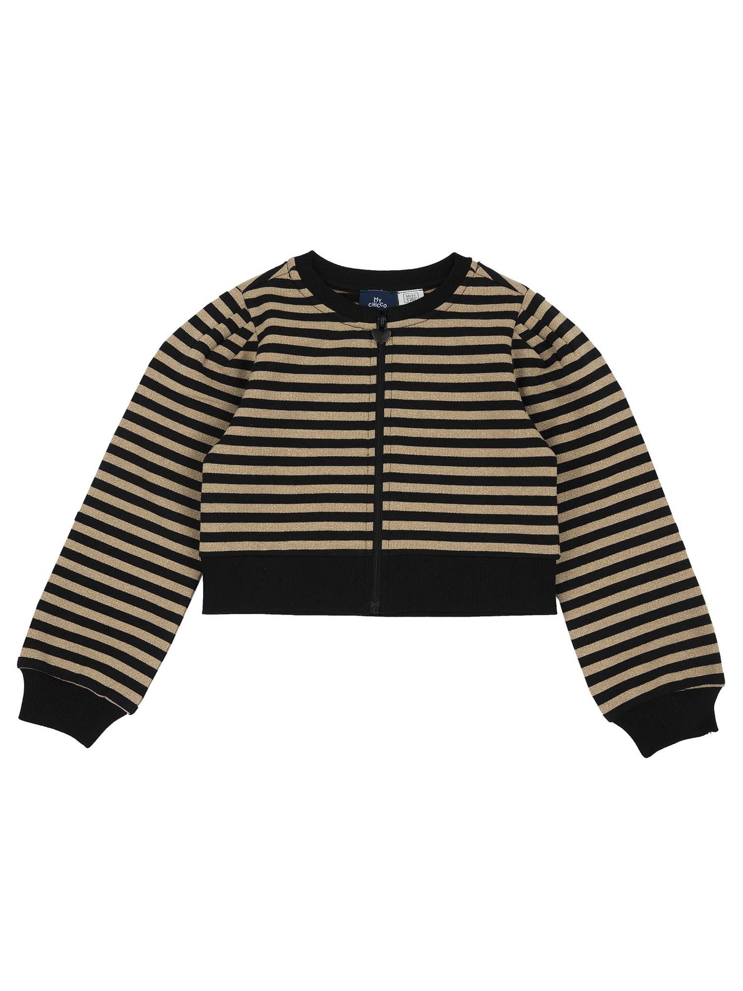 CARDIGAN CON ZIP CHICCO BAMBINA BEIGE NERO