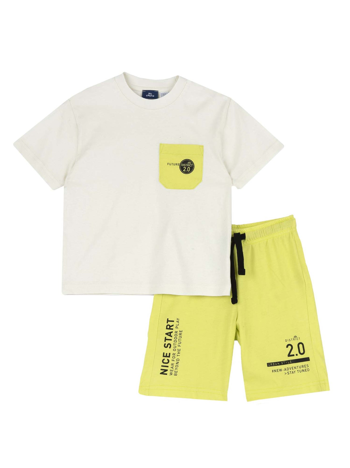 CHICCO T-SHIRT+SHORT - BIANCO GIALLO