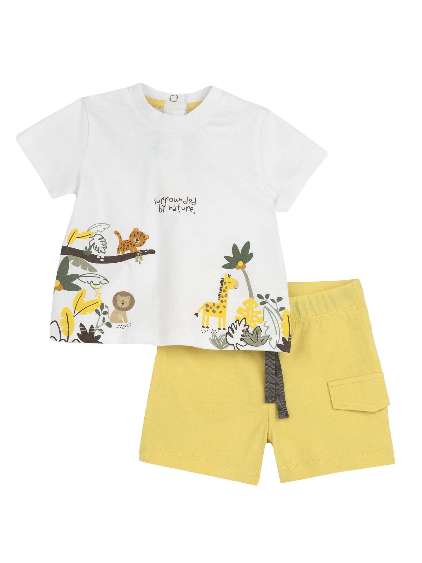 CHICCO T-SHIRT+SHORT - BIANCO GIALLO