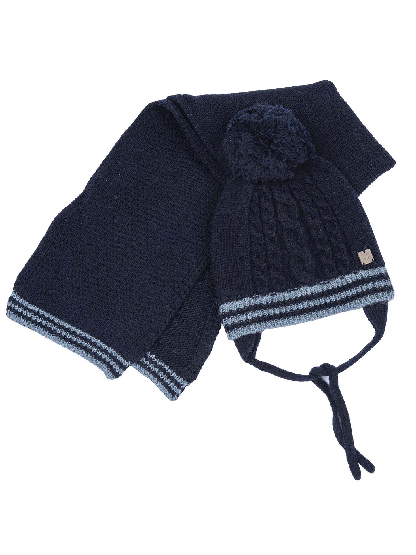 CAPPELLO+SCIARPA CON POM-PON CHICCO BAMBINO BLU