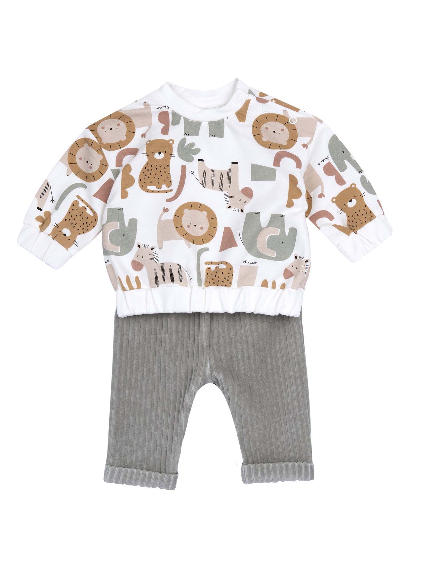 COMPLETINO FELPA+PANTALONE CHICCO BAMBINO BIANCO-VERDE