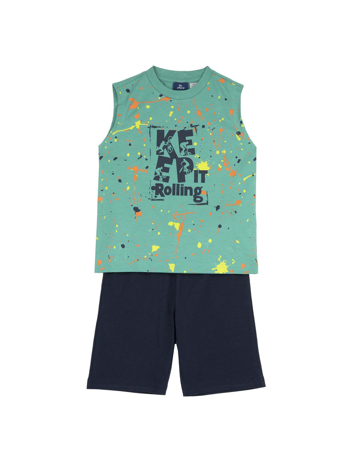 Completo Chicco con canotta e short verde per  da bimba/o