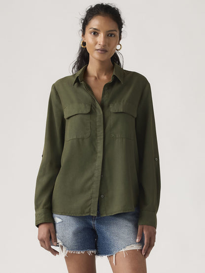 Levi's camicia verde da donna manica lunga