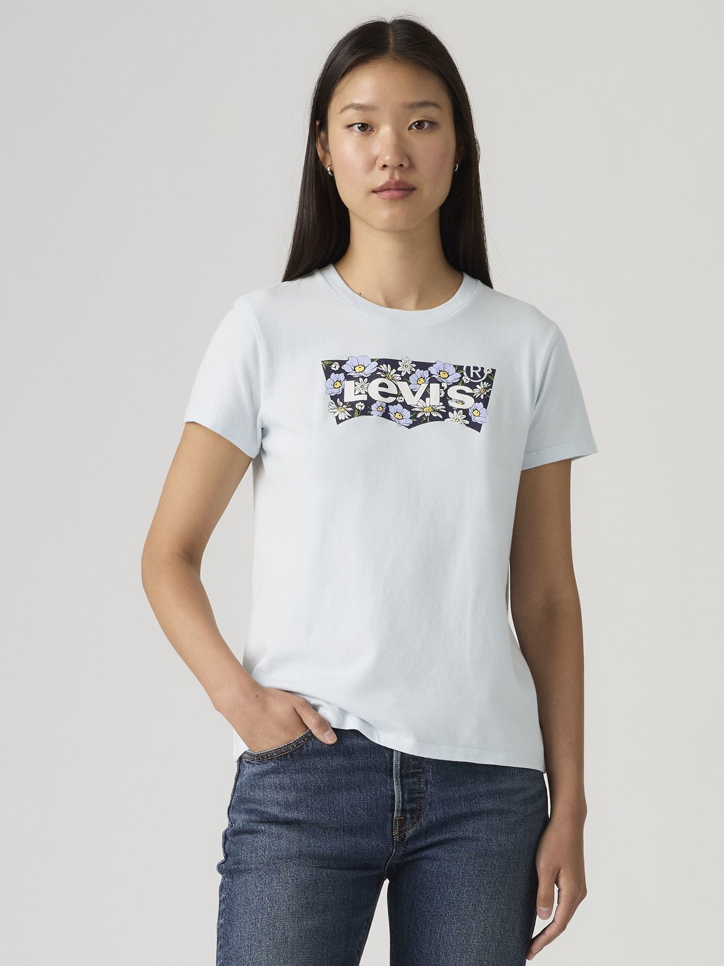 Levi's The Perfect T-shirt da donna azzurra con stampa floreale