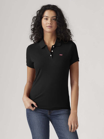 Polo slim donna Levi's nera, stile moderno e comfort