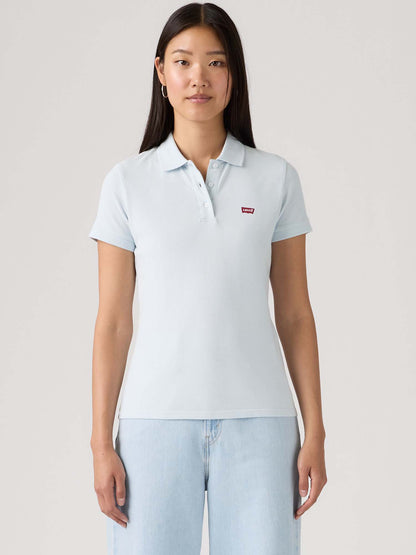 Polo slim fit da donna Levi's azzurra a maniche corte