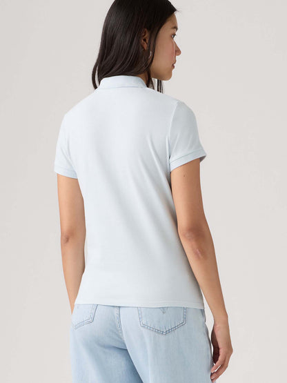 Polo slim fit da donna Levi's azzurra a maniche corte