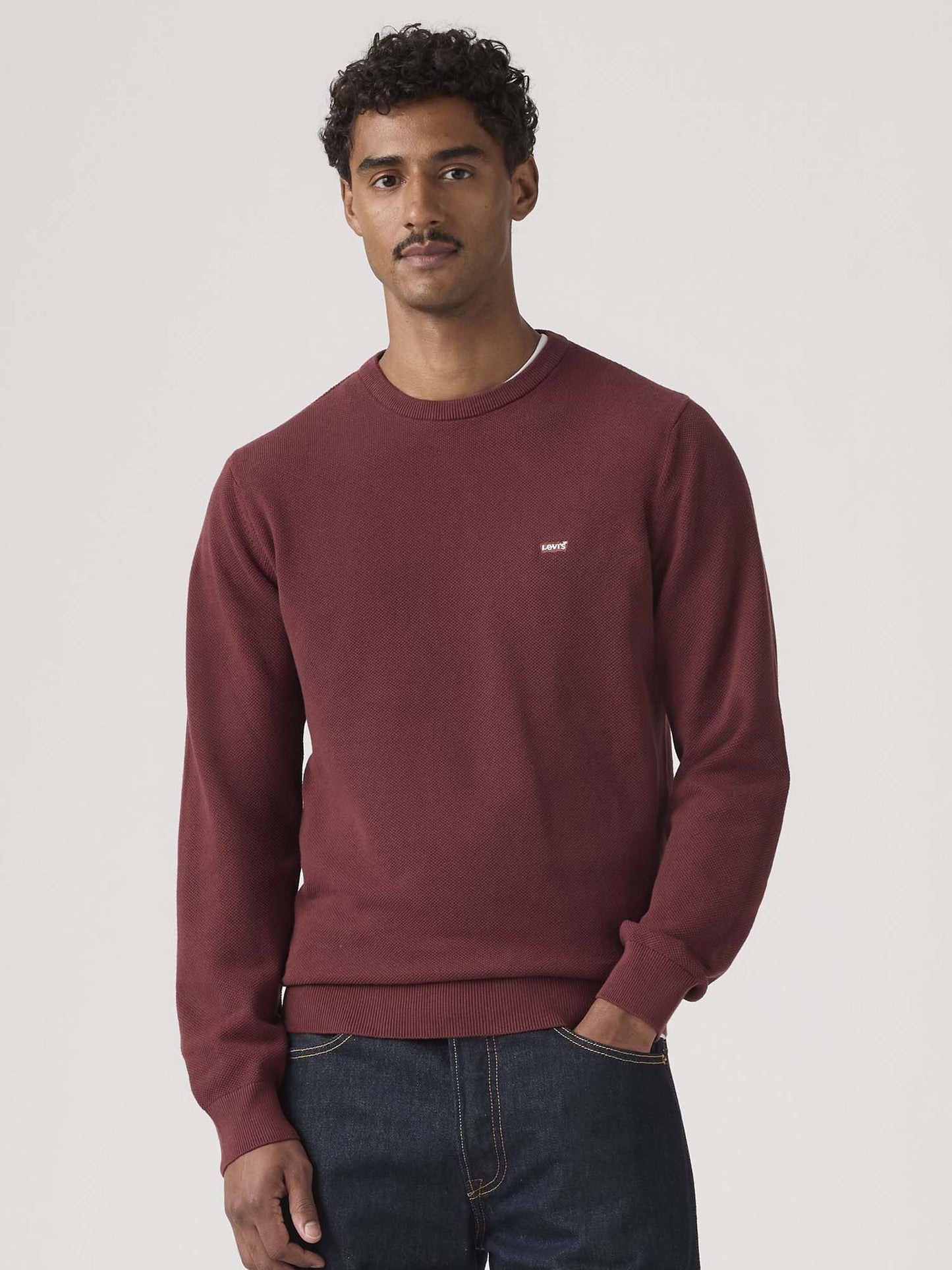 Levi's Lightweight HM Sweater, maglia girocollo bordeaux da uomo