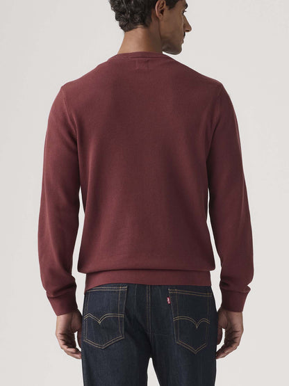 Levi's Lightweight HM Sweater, maglia girocollo bordeaux da uomo