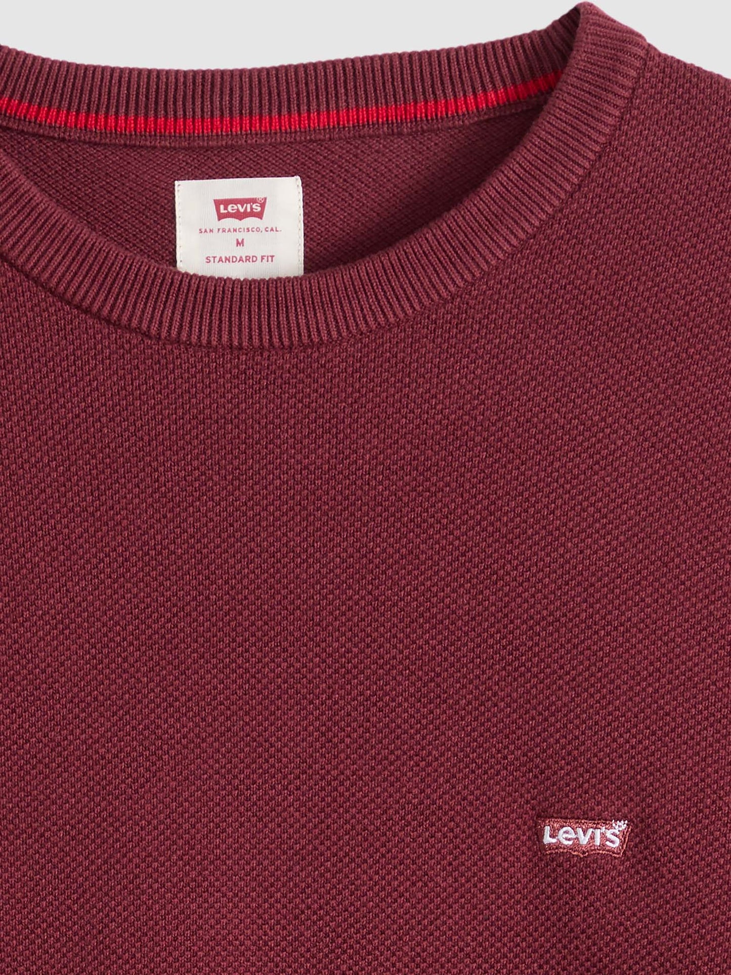 Levi's Lightweight HM Sweater, maglia girocollo bordeaux da uomo