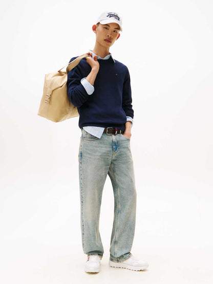 MAGLIA GIROCOLLO TOMMY JEANS DA UOMO BLU