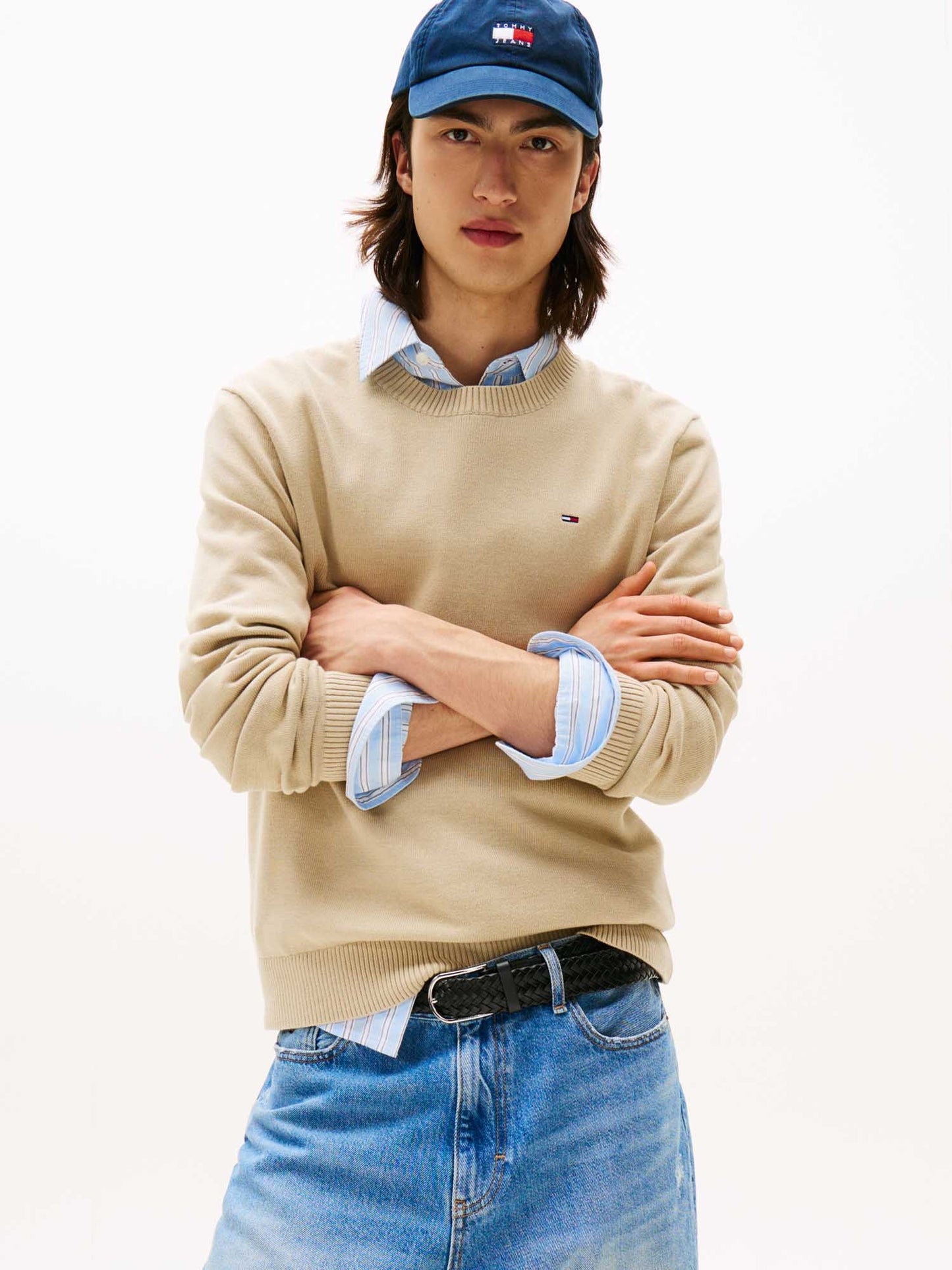 MAGLIA GIROCOLLO TOMMY JEANS DA UOMO BEIGE
