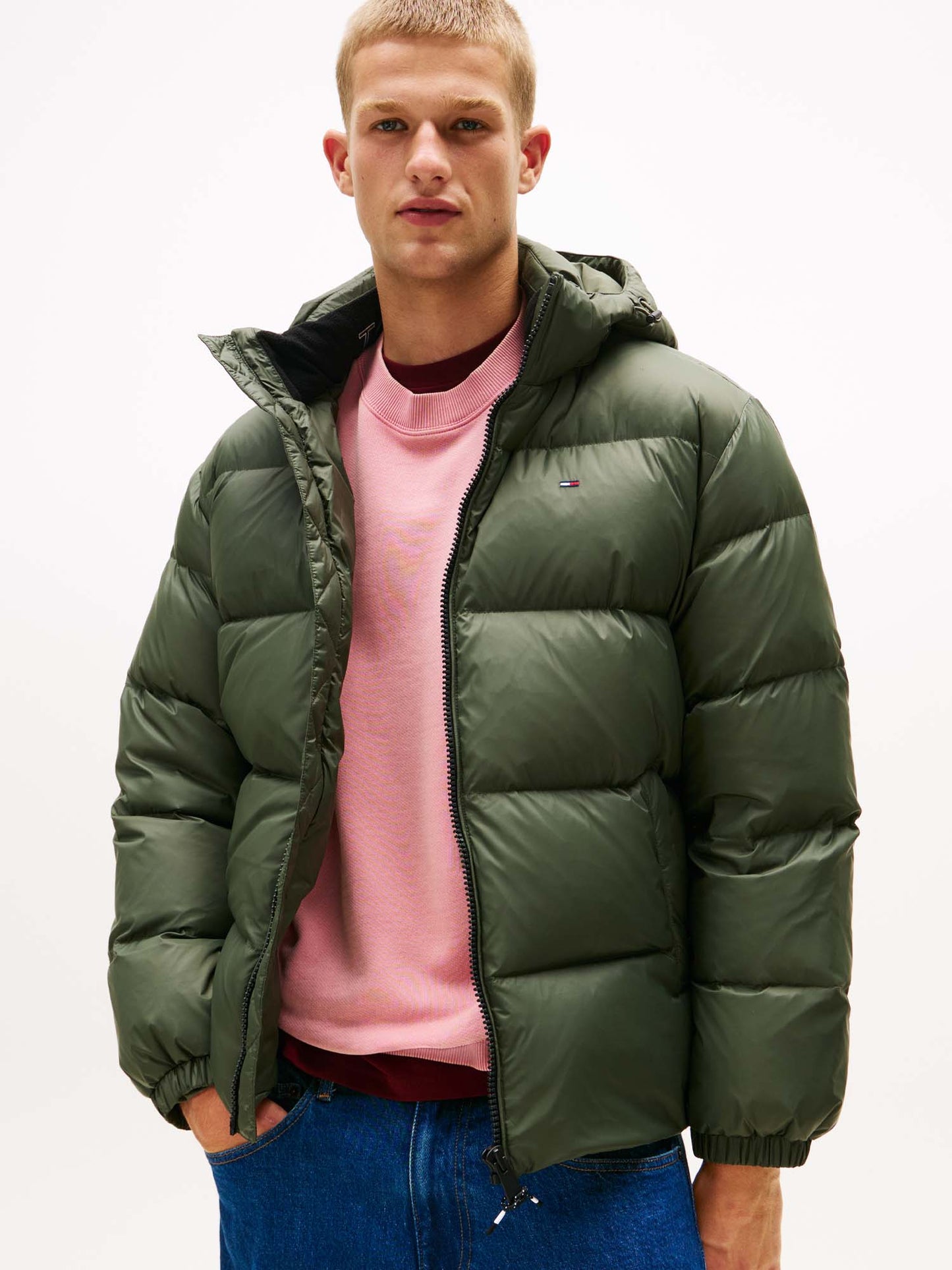 PIUMINO IDROREPELLENTE CON CAPPUCCIO TOMMY JEANS DA UOMO VERDE