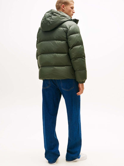 PIUMINO IDROREPELLENTE CON CAPPUCCIO TOMMY JEANS DA UOMO VERDE