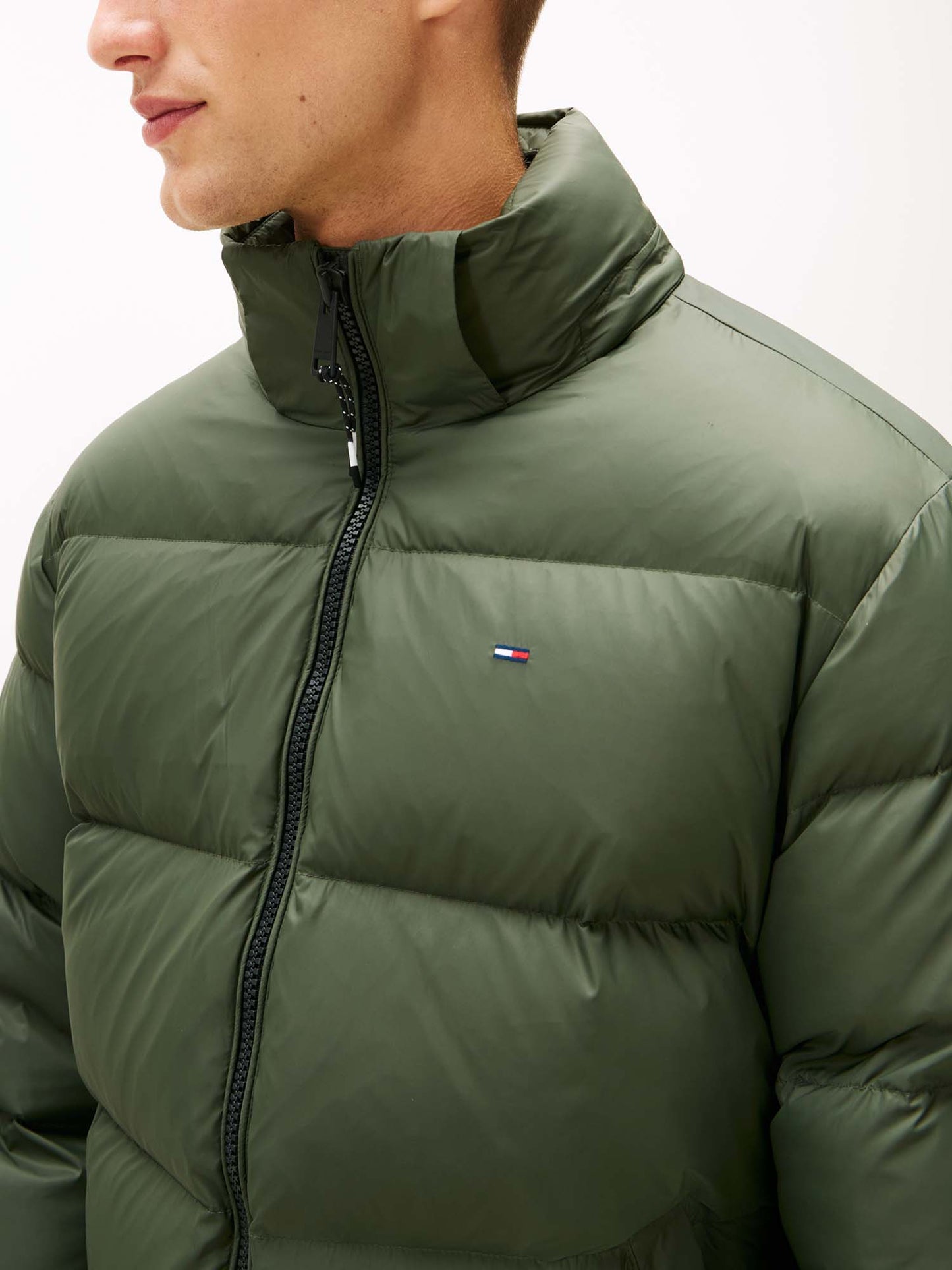 PIUMINO IDROREPELLENTE CON CAPPUCCIO TOMMY JEANS DA UOMO VERDE