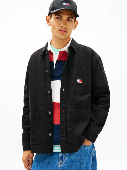 Camicia overshirt nera Tommy Jeans da uomo casual