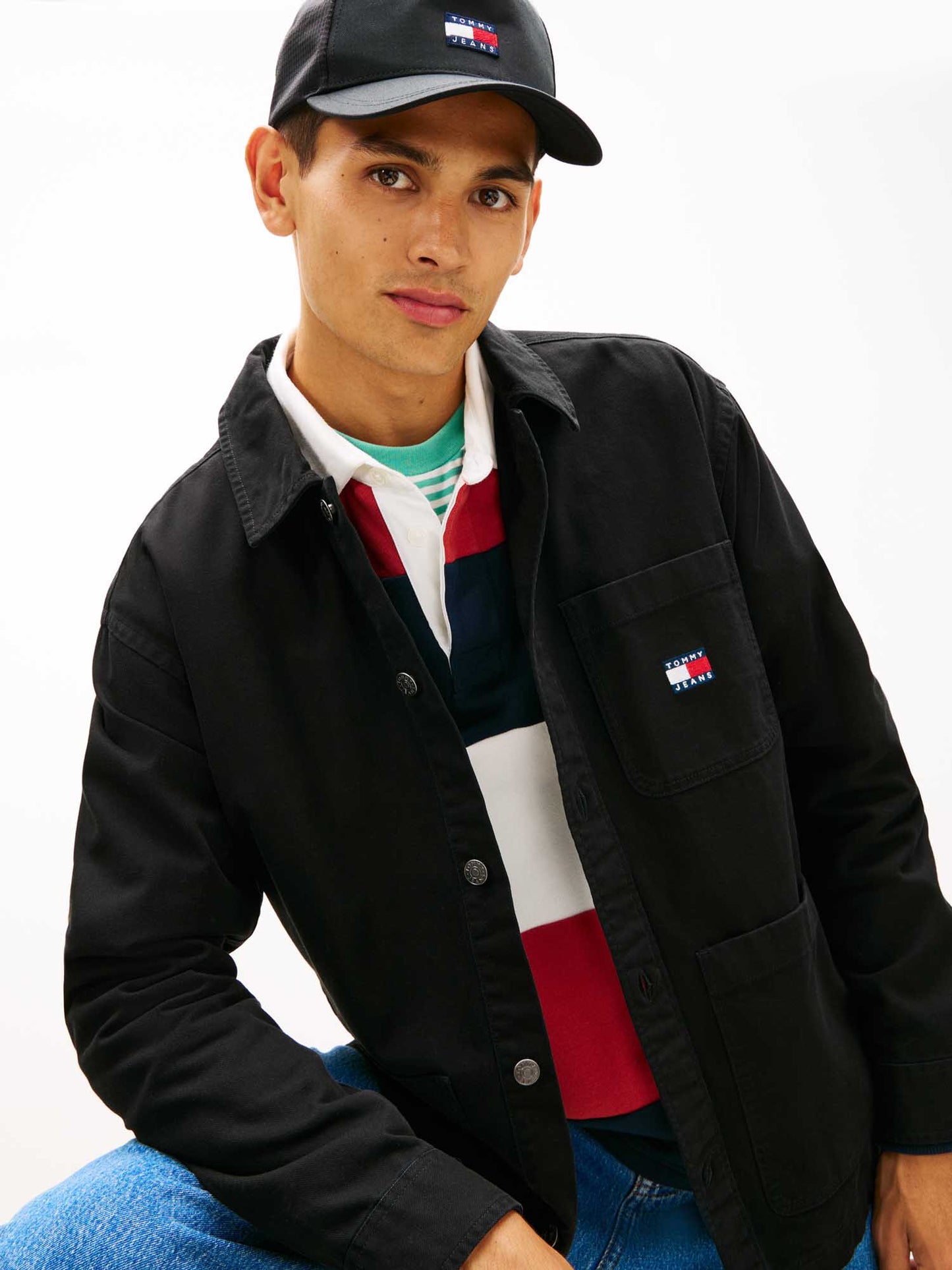 Camicia overshirt nera Tommy Jeans da uomo casual