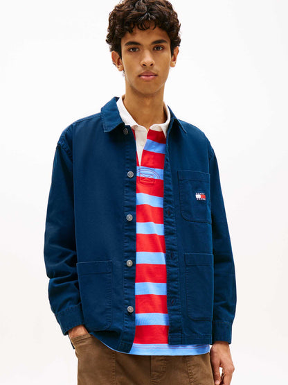 Camicia overshirt Tommy Jeans da uomo in cotone blu