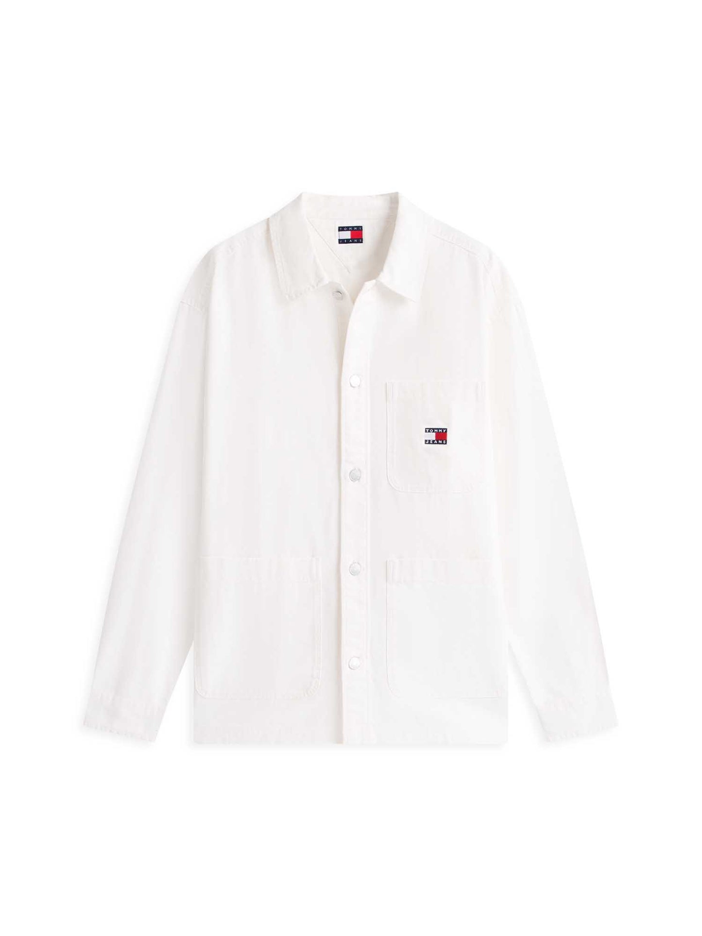 Camicia overshirt bianca Tommy Jeans da uomo in cotone