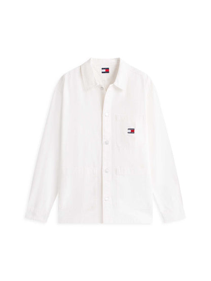 Camicia overshirt bianca Tommy Jeans da uomo in cotone